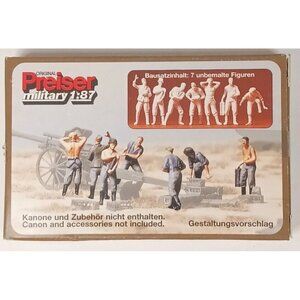 Preiser WWII German Artillery Gunners 1:87 Scale 7 Military Figures Unopened